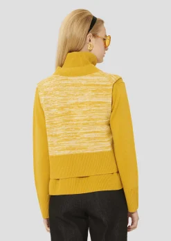 Gilet Gilles jaune en laine merinos et alpaga