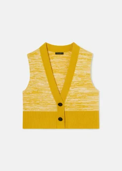Gilet Gilles jaune en laine merinos et alpaga