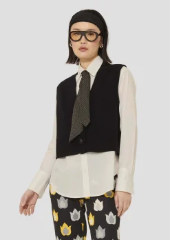 Gilet Gilles noir en laine merinos et alpaga