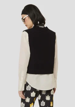 Gilet Gilles noir en laine merinos et alpaga