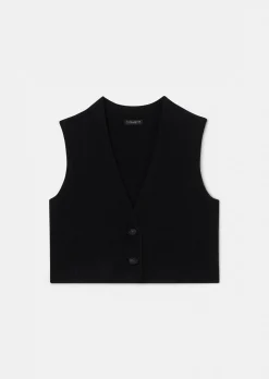Gilet Gilles noir en laine merinos et alpaga