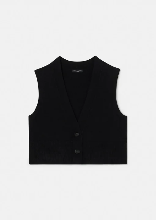 Gilet Gilles noir en laine merinos et alpaga