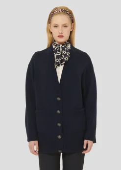 Gilet Ginger bleu nuit en laine merinos et alpaga