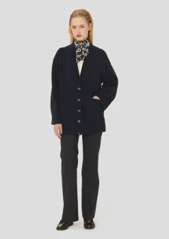 Gilet Ginger bleu nuit en laine merinos et alpaga