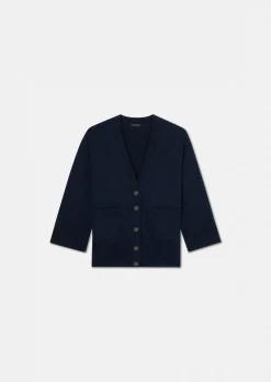 Gilet Ginger bleu nuit en laine merinos et alpaga