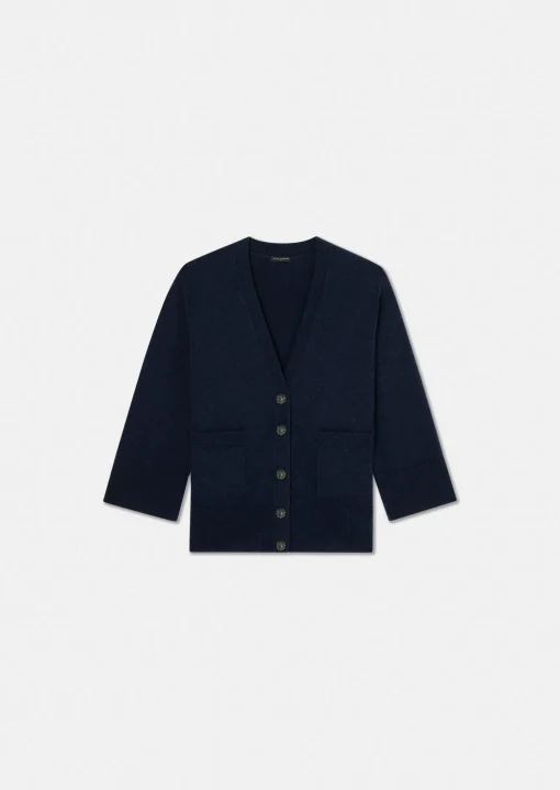 Gilet Ginger bleu nuit en laine merinos et alpaga