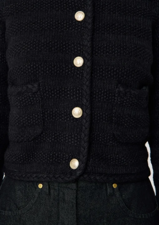Gilet Giuda bleu nuit en laine et coton