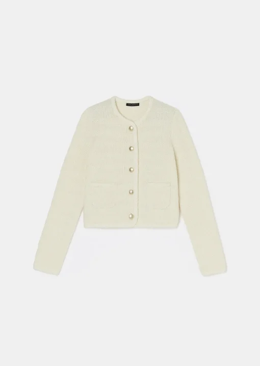 Gilet Giuda écru en laine et coton