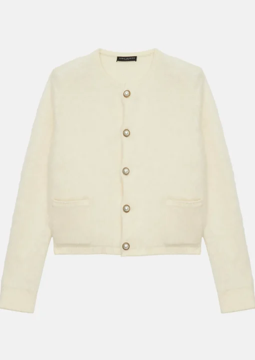 Gilet Guest écru en maille mohair et laine