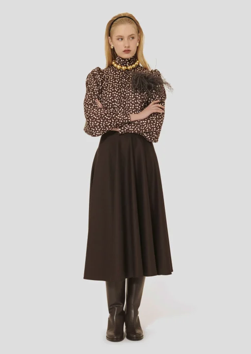 Jupe Jackie marron en flanelle