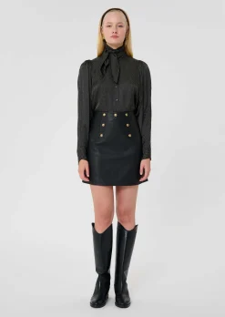 Jupe Jamie noire en cuir