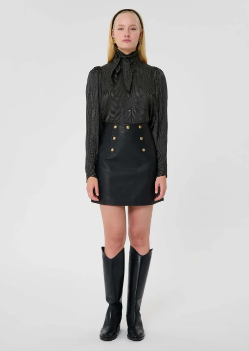 Jupe Jamie noire en cuir