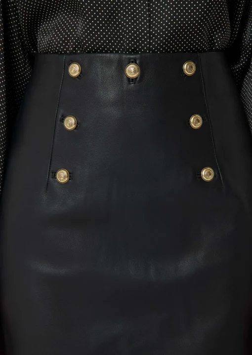 Jupe Jamie noire en cuir