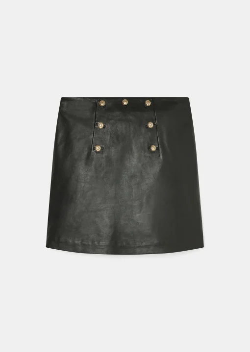 Jupe Jamie noire en cuir