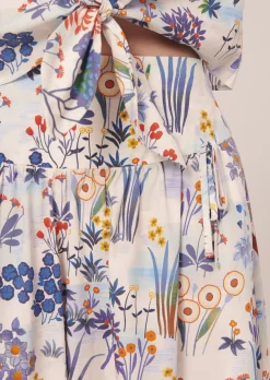 Jupe Judi bleue imprimée fleuri en popeline