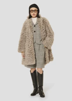 Manteau Macumba écru en peau lainée