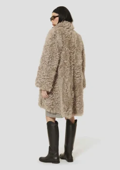 Manteau Macumba écru en peau lainée