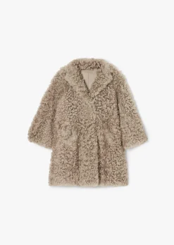 Manteau Macumba écru en peau lainée