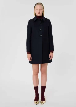 Manteau Madeline bleu nuit en drap caban