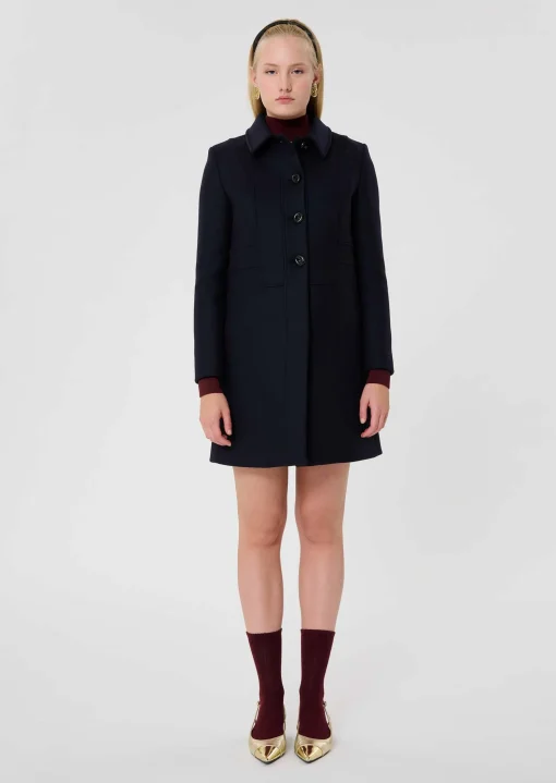 Manteau Madeline bleu nuit en drap caban
