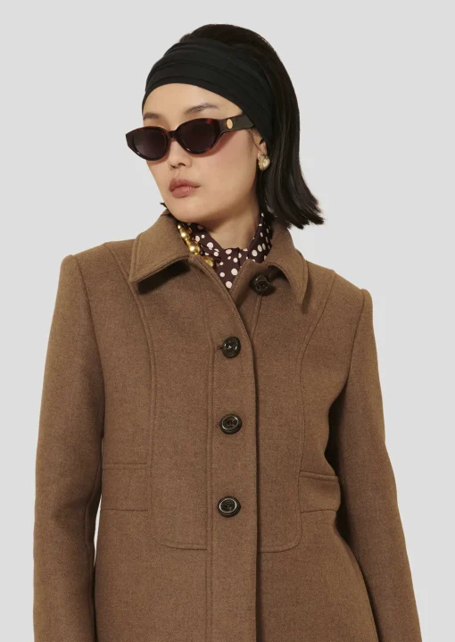 Manteau Madeline marron en drap caban
