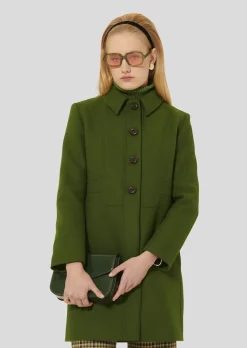 Manteau Madeline vert en drap caban