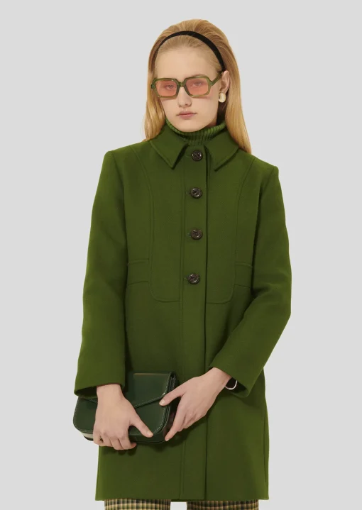 Manteau Madeline vert en drap caban