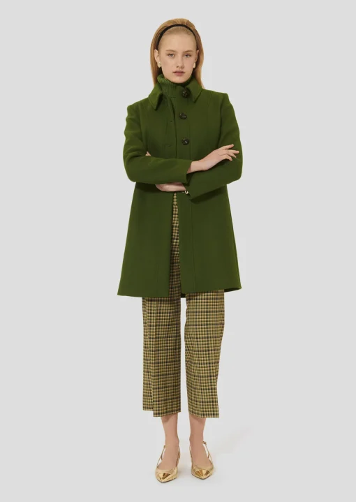 Manteau Madeline vert en drap caban