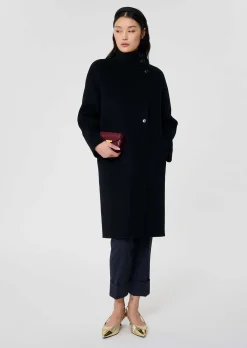 Manteau Mafalda bleu nuit en laine double face