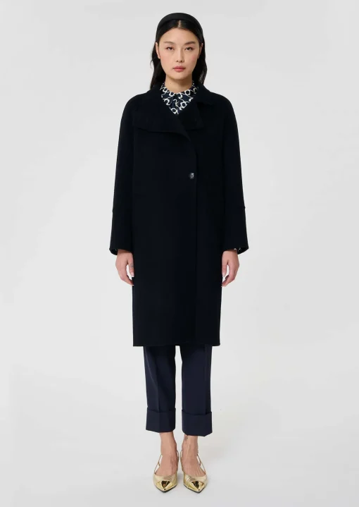 Manteau Mafalda bleu nuit en laine double face