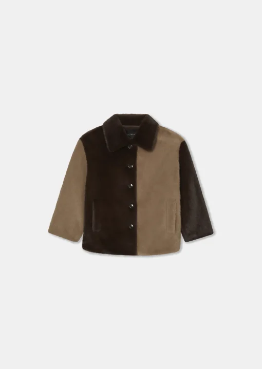 Manteau Magritte marron en fausse fourrure