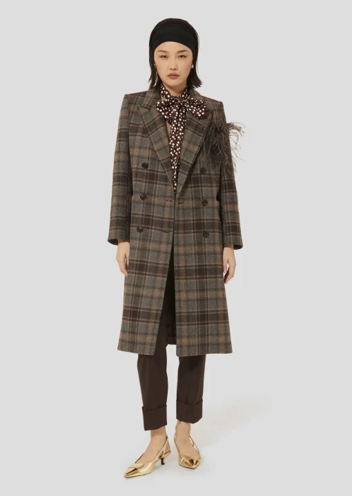 Manteau Malice marron en tartan