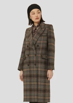 Manteau Malice marron en tartan