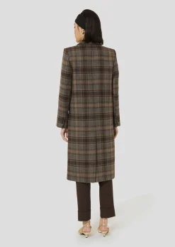 Manteau Malice marron en tartan