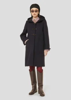 Manteau Manoela bleu nuit en drap caban