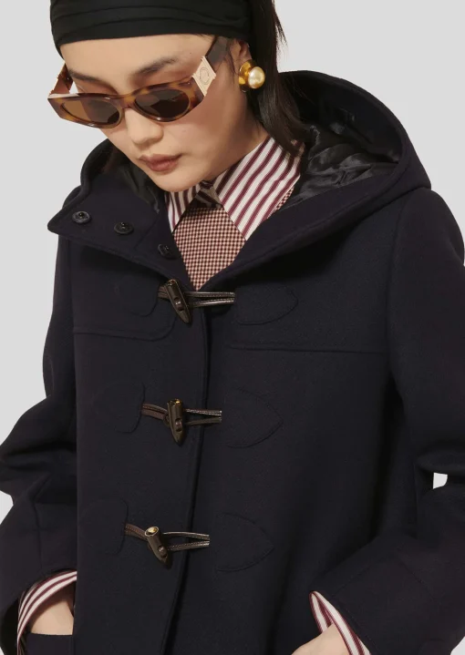 Manteau Manoela bleu nuit en drap caban