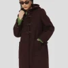 Manteau Manoela bordeaux en drap caban