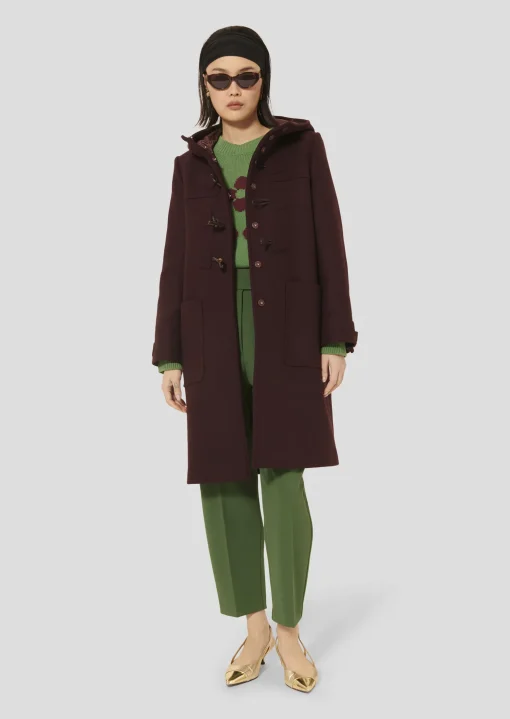 Manteau Manoela bordeaux en drap caban