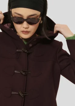 Manteau Manoela bordeaux en drap caban