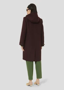 Manteau Manoela bordeaux en drap caban