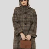 Manteau Manoela marron en tartan