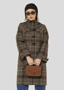 Manteau Manoela marron en tartan