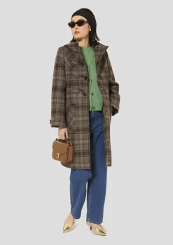 Manteau Manoela marron en tartan