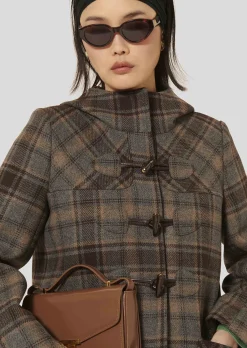 Manteau Manoela marron en tartan