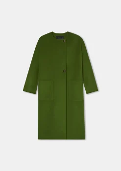 Manteau Mara vert en laine double face
