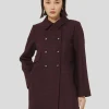 Manteau Marceau bordeaux en pied de coq