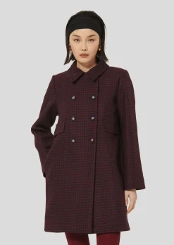 Manteau Marceau bordeaux en pied de coq