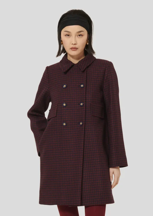 Manteau Marceau bordeaux en pied de coq