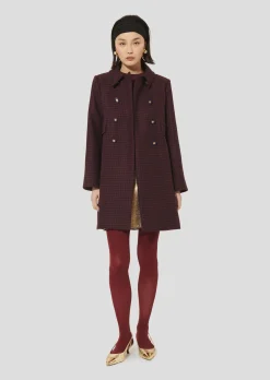 Manteau Marceau bordeaux en pied de coq