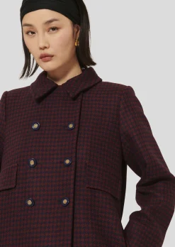 Manteau Marceau bordeaux en pied de coq